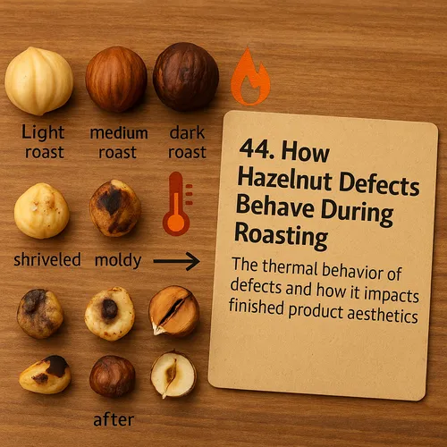 Hazelnuts during roasting showing defect behavior